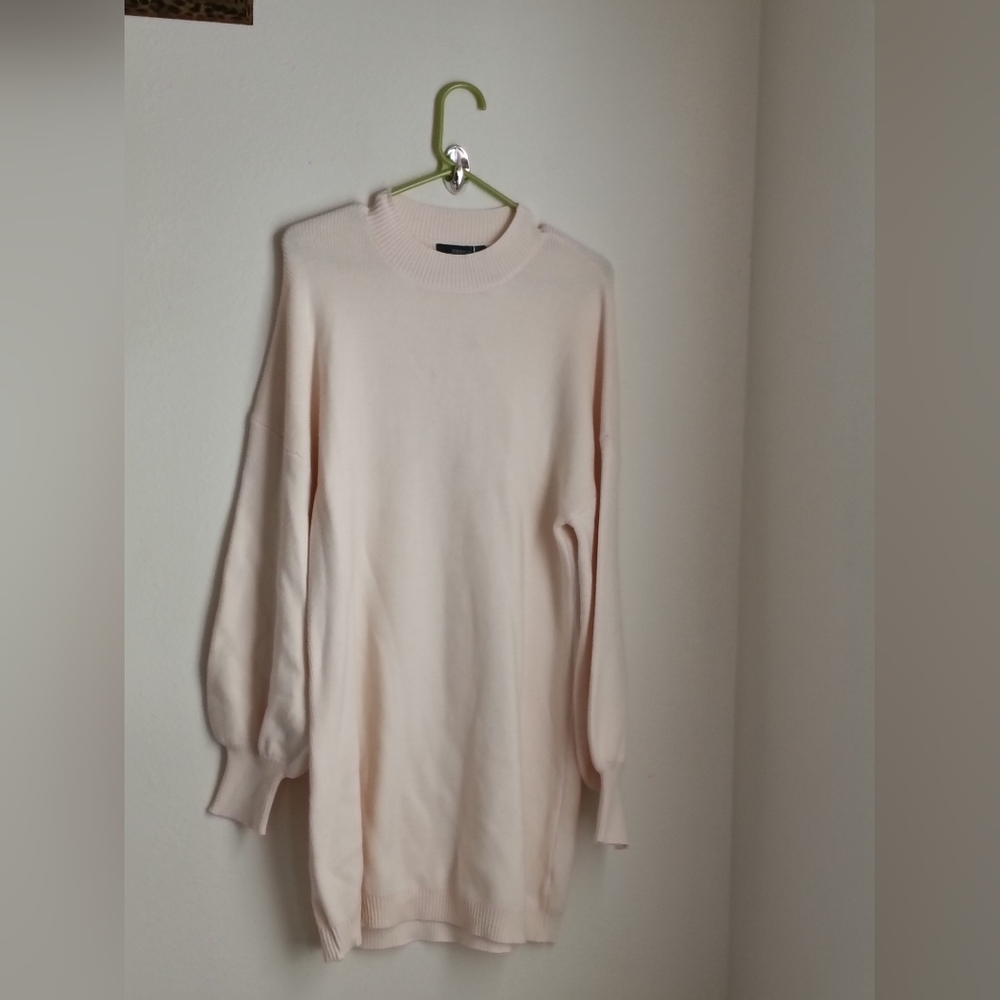 Zesica Sweater Dress Women Large Cream Preppy Cozy Academia Office Any Occasion